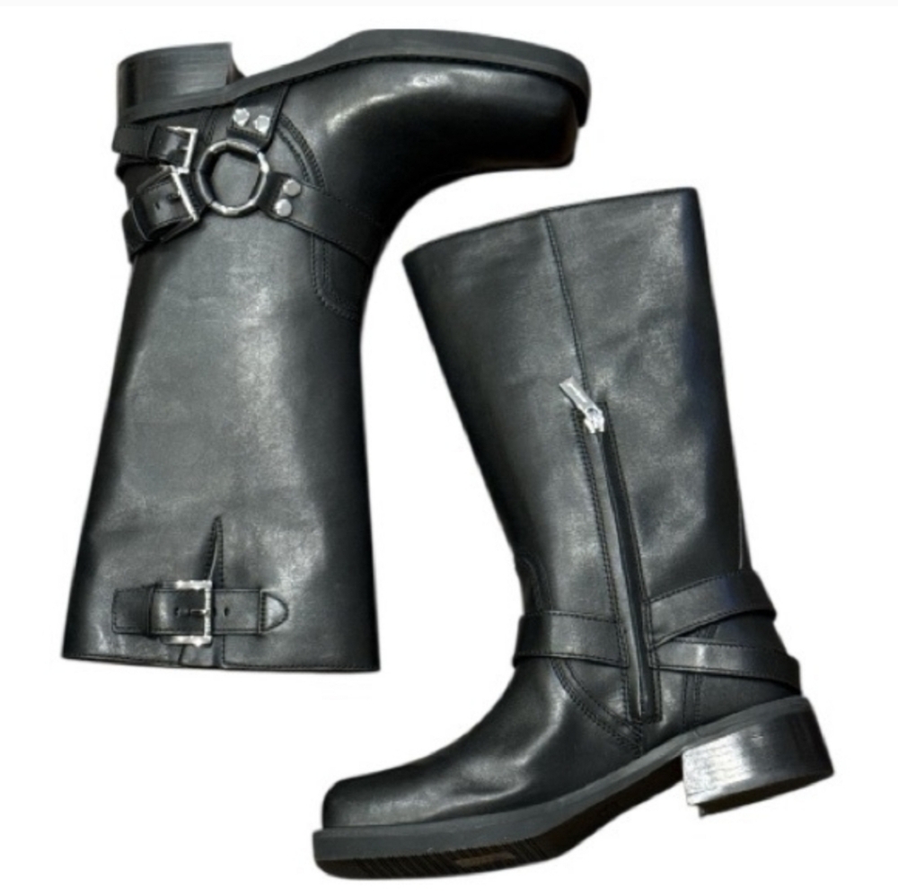MICHAEL Michael Kors Crosby Black Leather Moto Boots sz 6.5 - Picture 12 of 14